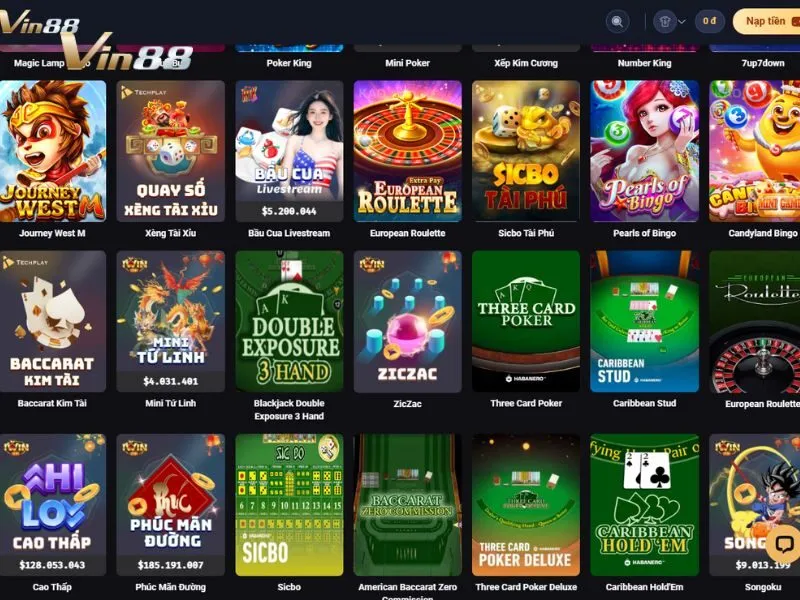 Chơi cao thấp tại mục Table Game của Vin88