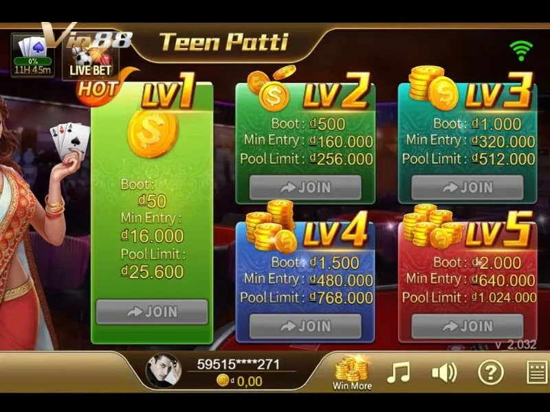 Đa dạng sảnh chơi Teen Patti Vin88