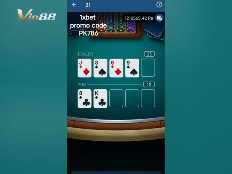 Giao diện bàn chơi Black Jack 21 Vin88