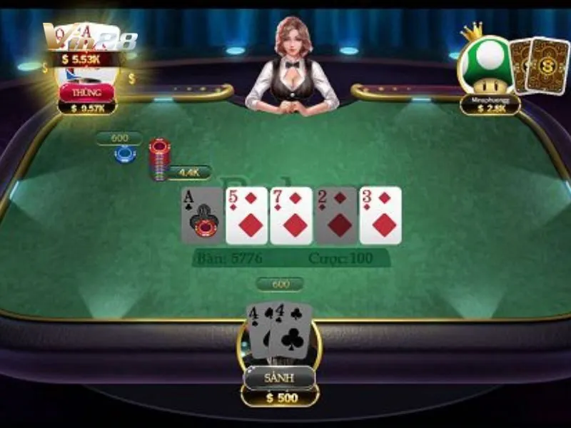 Giao diện bàn chơi Poker Vin88