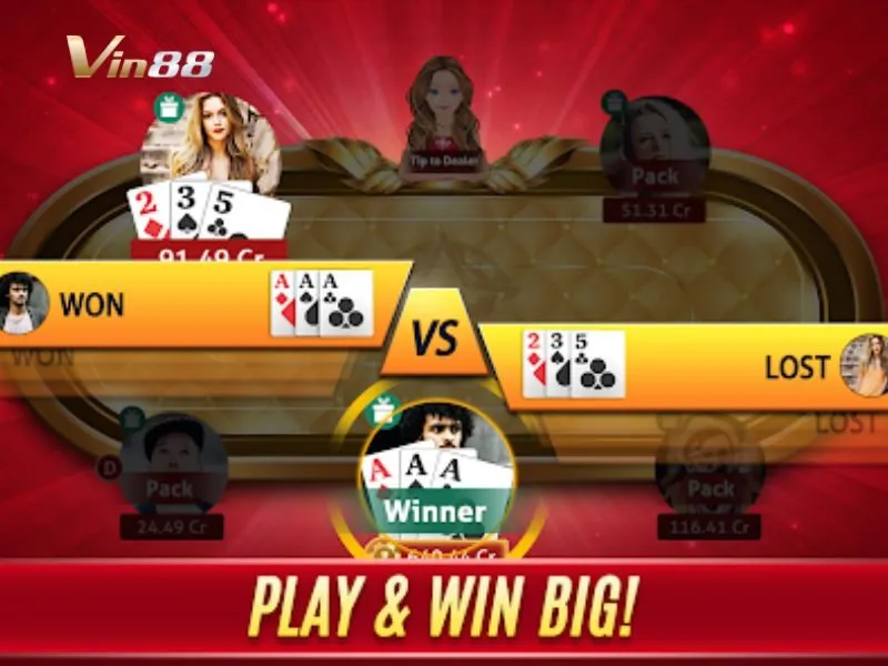 Giao diện bàn chơi Teen Patti Vin88