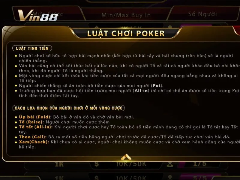 Hướng dẫn chơi Poker Vin88 dễ hiểu