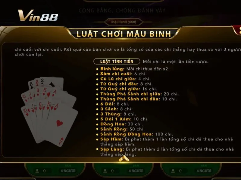 Nắm rõ luật chơi bài mậu binh là cần thiết