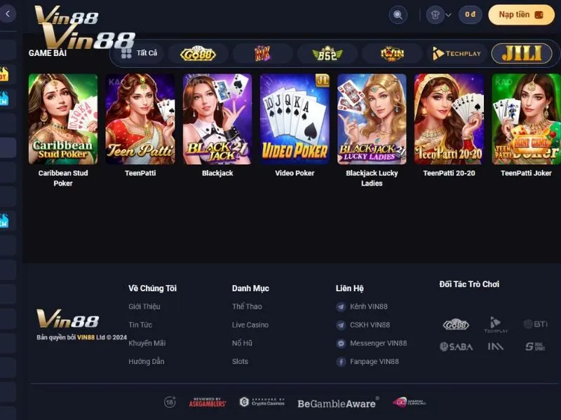 Tham gia Video Poker tại sảnh game bài JILI