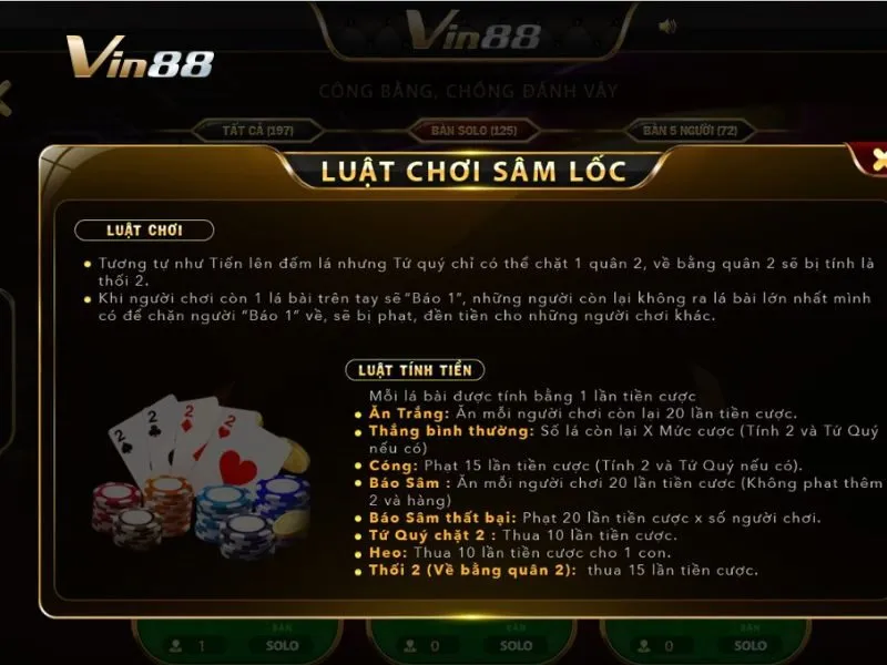 Tham khảo thêm luật chơi sâm lốc tại Vin88