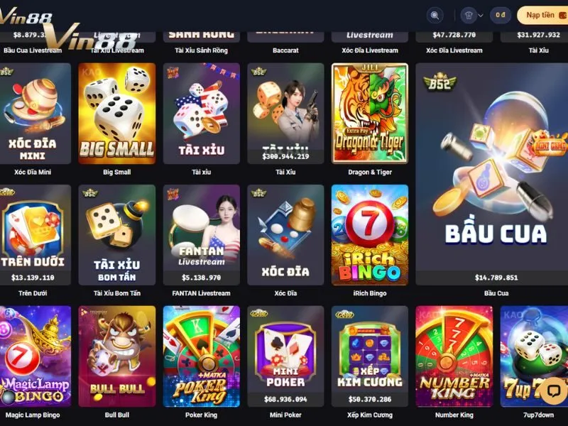 Chơi Mini Poker tại mục Table Game của Vin88