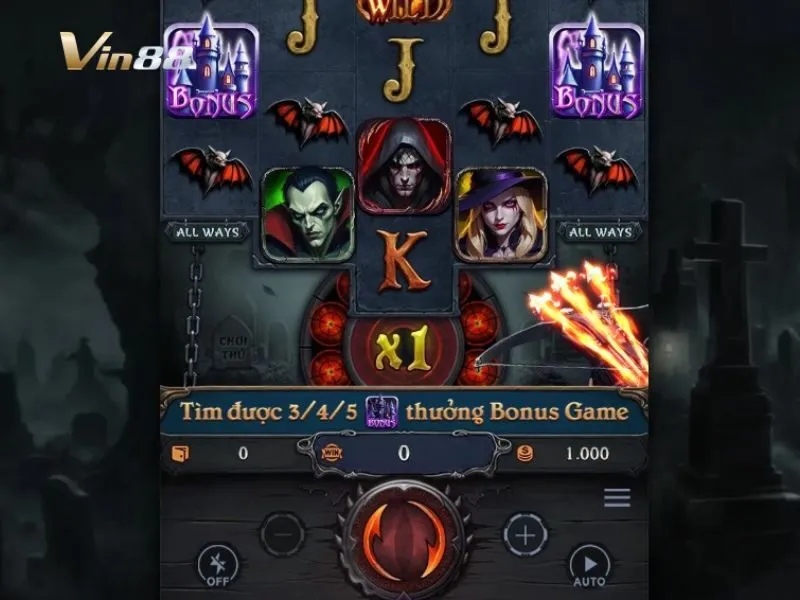 Giao diện game quay cuộn Thợ săn Ma Cà Rồng