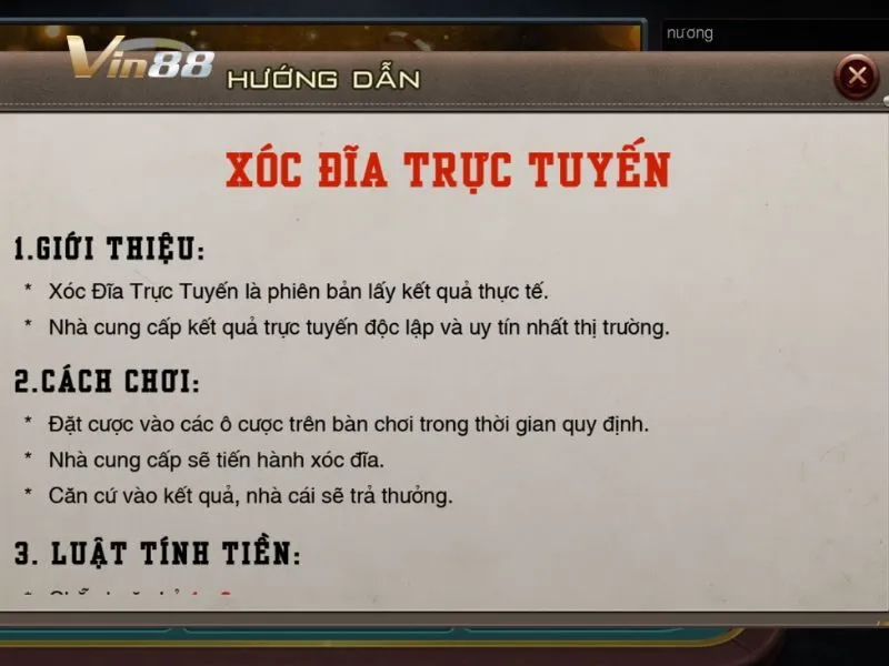 Quy định chung của game xóc đĩa Vin88