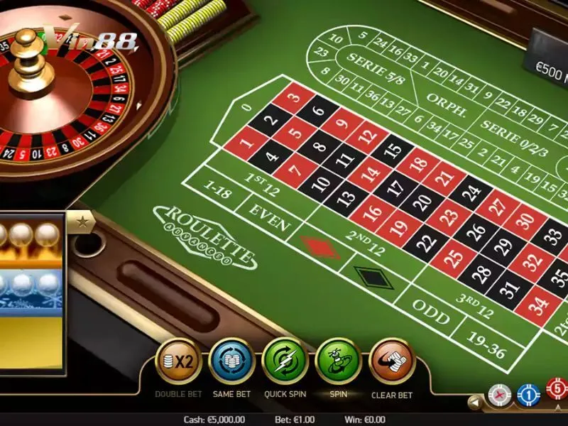 Roulette Advanced Vin88 là trò chơi cò quay bản châu Âu
